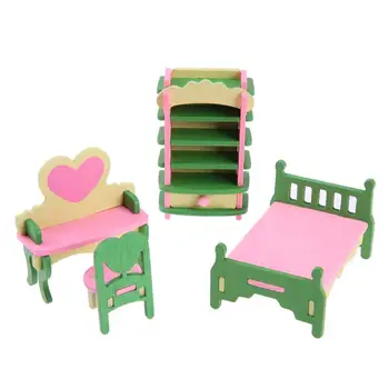 

1 set/4pcs Baby Wooden Dollhouse Furniture Dolls House Miniature Child Play Toys Gifts