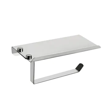 

Household Toilet Paper Roll Holder Stainless Steel Wall Mounted Bathroom Tissue Storage With Phone Holder Shelf Stand