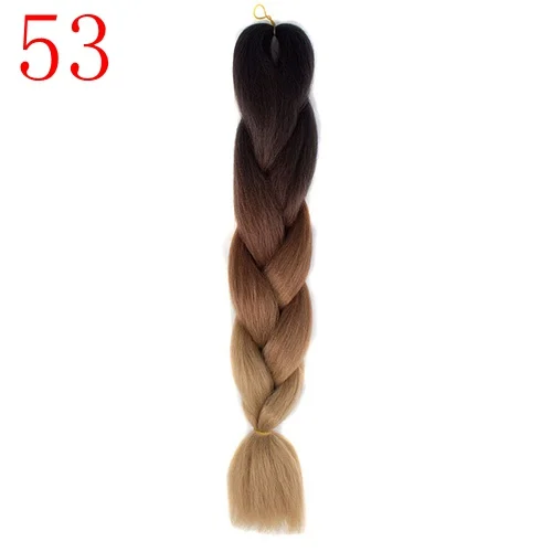 53 24inch Jumbo Braids Long Ombre Jumbo Synthetic Braiding Hair Crochet Blonde Pink Blue Grey Hair Extensions African Viscera - Цвет: 53