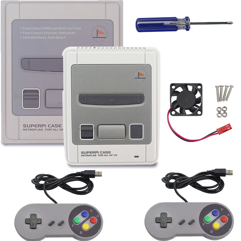 Чехол Retroflag SUPERPi NESPi для Raspberry Pi 3 игровой комплект с проводным USB геймпадом Model B 3B Plus