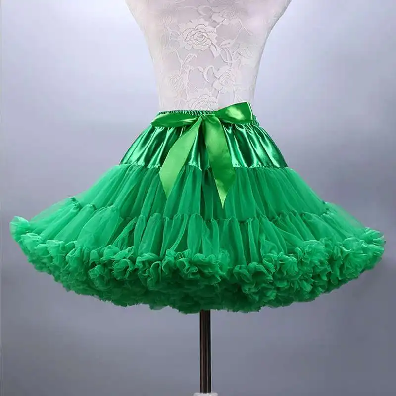 Для женщин балетки юбка-пачка взрослых Свадебная вечеринка танцевальная многослойная короткая юбка, для невесты, с фатиновой юбкой Пышное короткий подъюбник для маленьких принцесс, сетчатые юбки - Цвет: Green