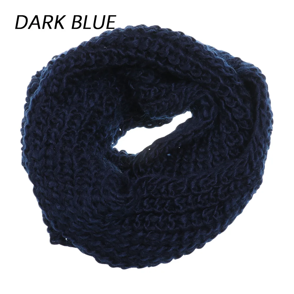 dark blue 1 шт., унисекс, мягкий вязаный шерстяной шарф с круглым воротником, толстая шаль, накидка на шею, воротник-хомут, Осень-зима, теплые аксессуары для улицы - Цвет: dark blue