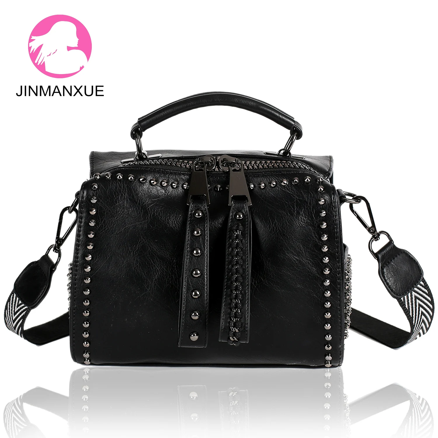

Women Vintage Rivets Shoulder Bag Fashion Elegant Handbag High Quality Crossbody Bags Designer Leather Ladies Hand Bags Tote