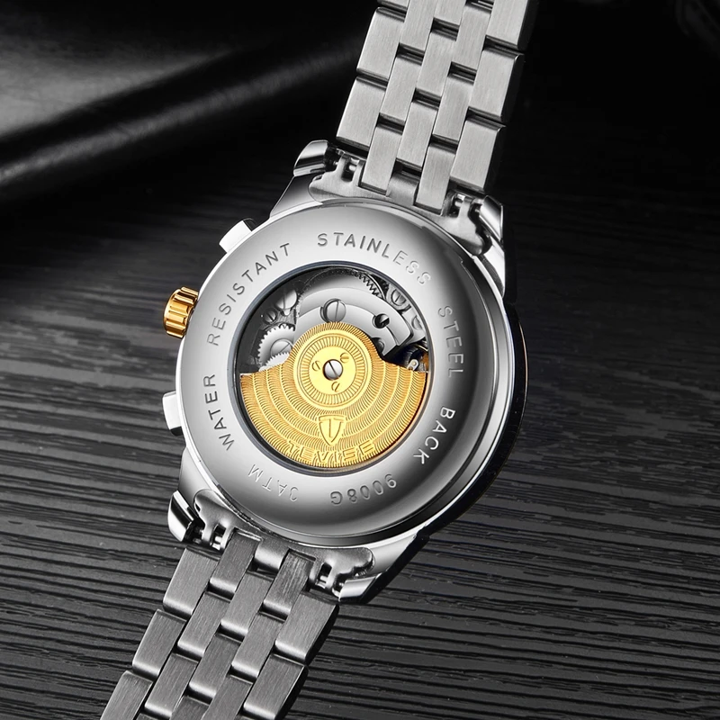 Tevise лучший бренд механические часы для мужчин из нержавеющей стали многофункциональные автоматические часы Роскошные мужские часы-Скелетон часы