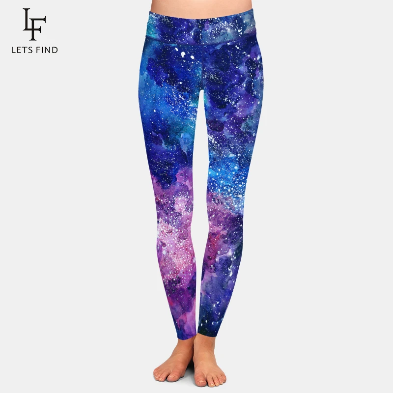 nike leggings LETSFIND New Arrival Beautiful Galaxy Pattern Print High Waist Plus Size Women Leggings Fashion Fitness Slim Female Ninth Pants crossover leggings