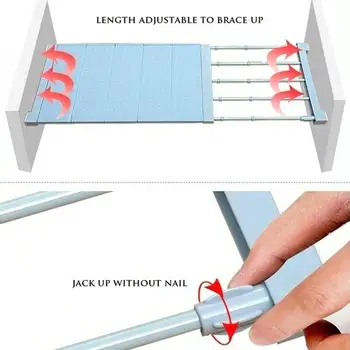 

30-40cm Plastic Stretchable Wardrobe Layered Shelf Closet Storage Board Convenient Durable Shoes Bedroom Cabinet Partition Rack