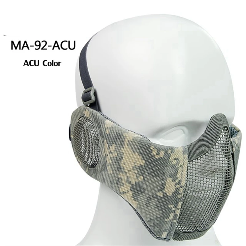 OneTigris Airsoft Foldable Half Mask Mesh Face Mask with Hearing Protection (CamoColor