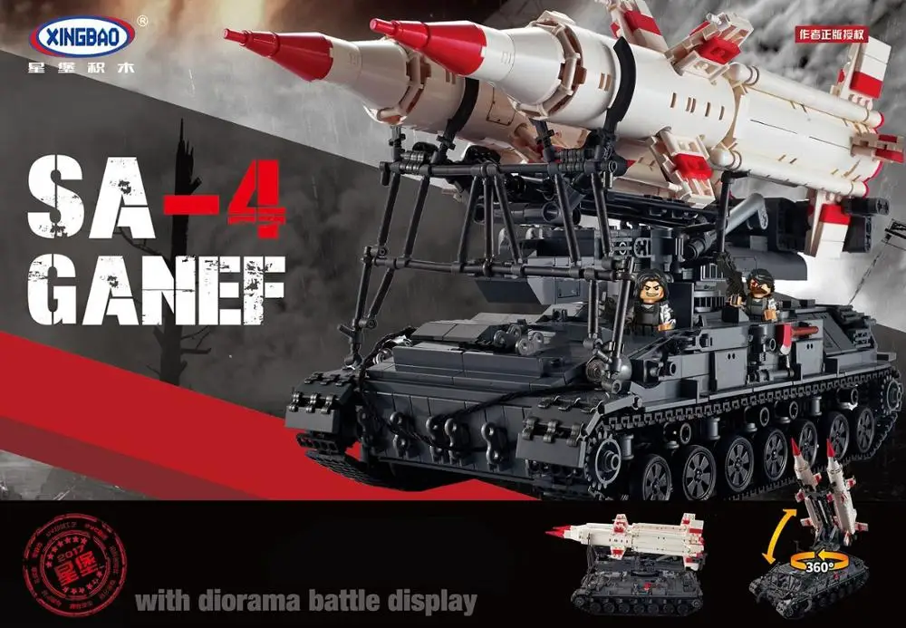 

XB06007 military series SA-4 GANEF missile tank puzzle assembling combination small particle Building Blocks Children's Gifts