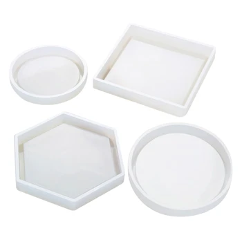 

Silicone Mold DIY Cup Mat Pad Handmade Molds Crafts Epoxy Resin Geometric Shape Hexagonal Square Round Thermal Insulation R2LE