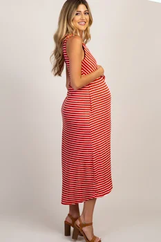 

Summer fashion explosion models sleeveless comfortable beauty atmospheric women striped straps sexy pregnant women dress