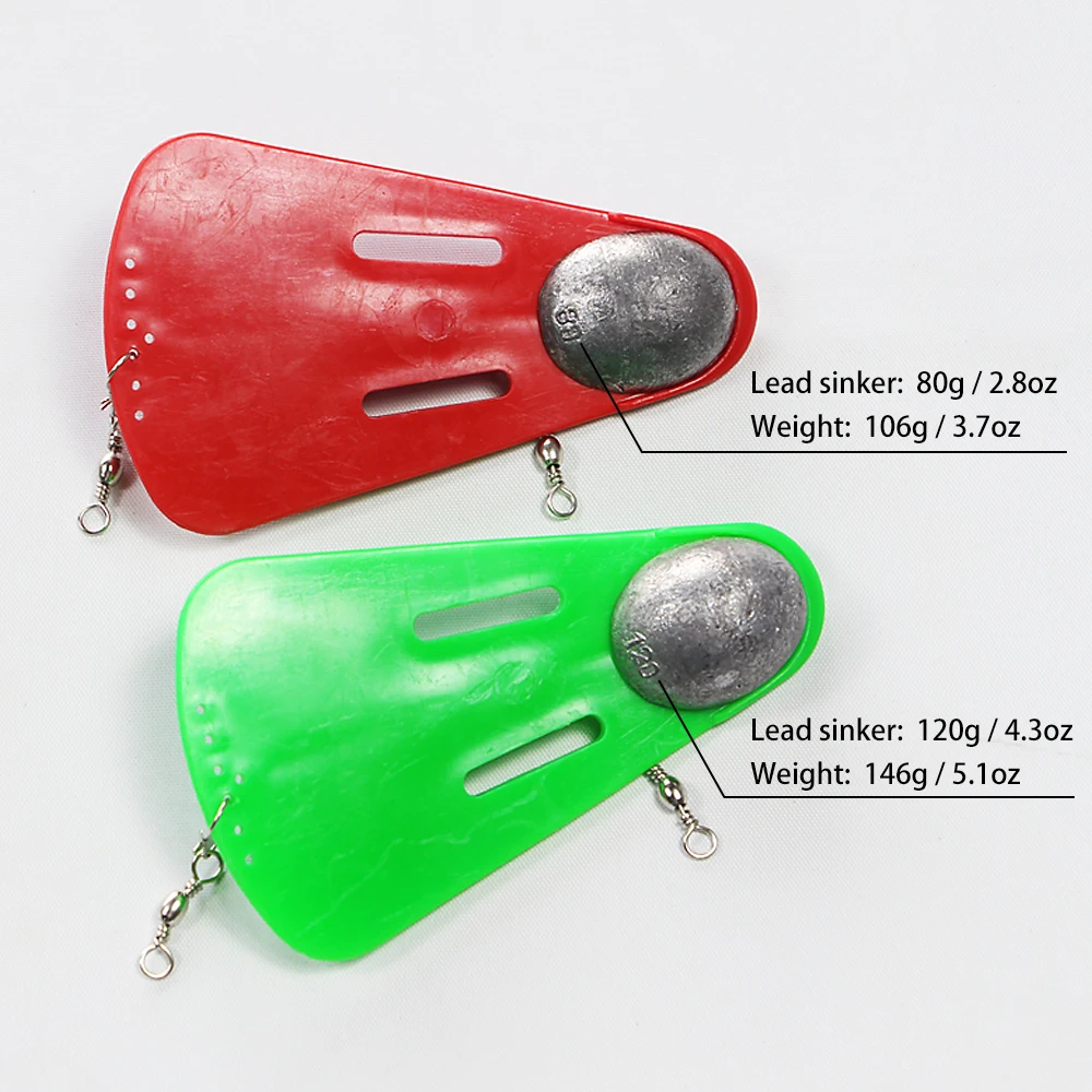 

Plastic Fishing Trolling Diving Board with 80g 120g Lead Sinker Weight Freely Rotatable Swivel Saltwater Fishing Accessories