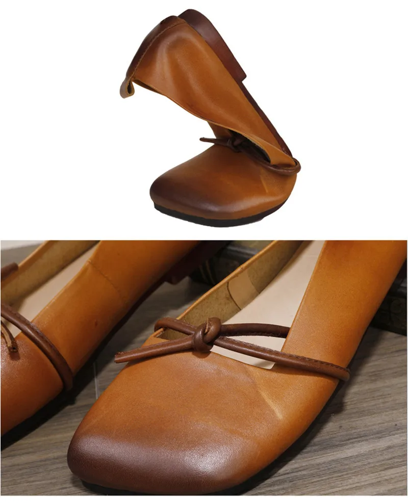 Spring Summer 2020 New Women Flats Square Toe Soft Bottom Women's Loafer Genuine Leather Retro Slip On Single Flat Mother Shoes (15)