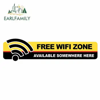 

EARLFAMILY 13cm x 3.2cm for Free Wifi Zone Camper Car Stickers Anime Decals Personality Creative Scratch-proof SUV Decoration