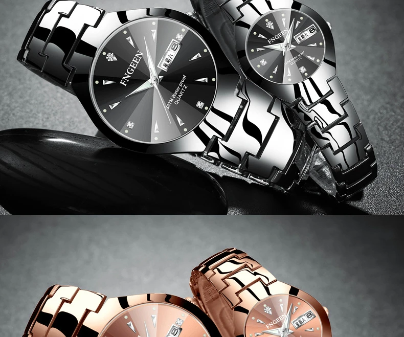 2019 Простые Модные вольфрамовые стальные студенческие часы мужские и женские парные часы водонепроницаемые ультратонкие кварцевые