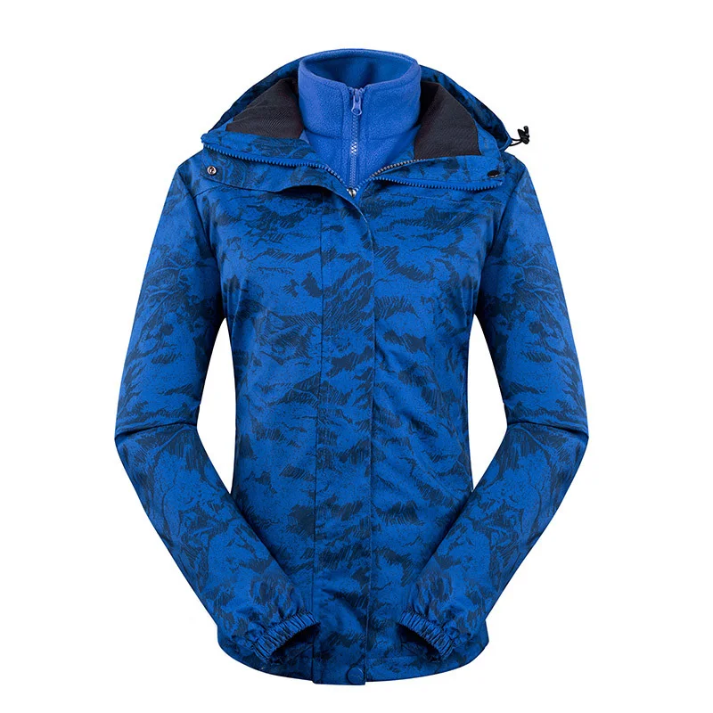 Лыжные куртки для женщин, утолщенная теплая ветрозащитная Водонепроницаемая дождевик, куртка для походов на открытом воздухе, зимняя куртка для катания на лыжах, сноуборде - Цвет: Синий