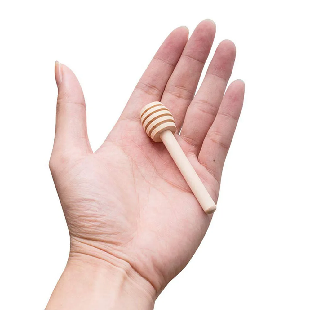 100 Pack Of Mini 3 Inch Wood Honey Dipper Sticks spoon Individually Wrapped Server For Honey Jar Dispense Drizzle Honey-4