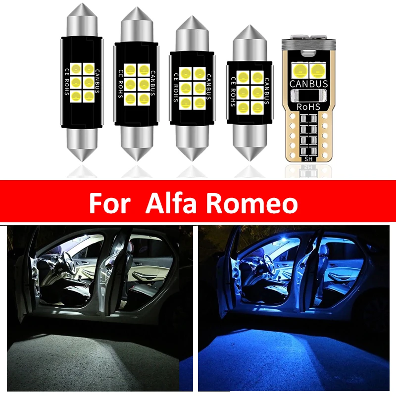 

14Pcs Car White Interior LED Light Bulbs Package Kit For Alfa Romeo 159 2005-2008 2009 2010 2011 Map Dome Trunk Lamp Iceblue