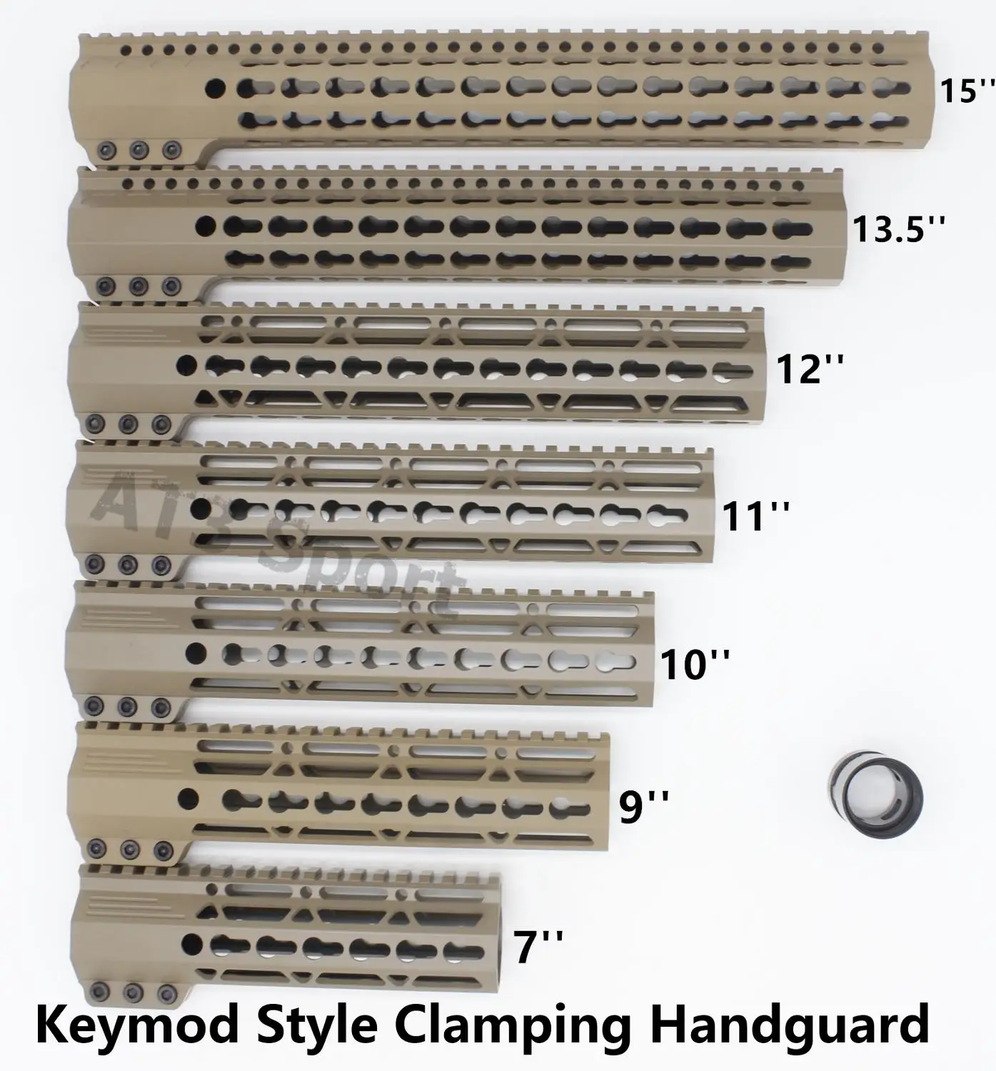 Горячий зажимной Стиль 7-15 дюймов Тан Тактический свободный поплавок KeyMod Handguard рейка Крепление подходит. 223 винтовка Охотничьи аксессуары