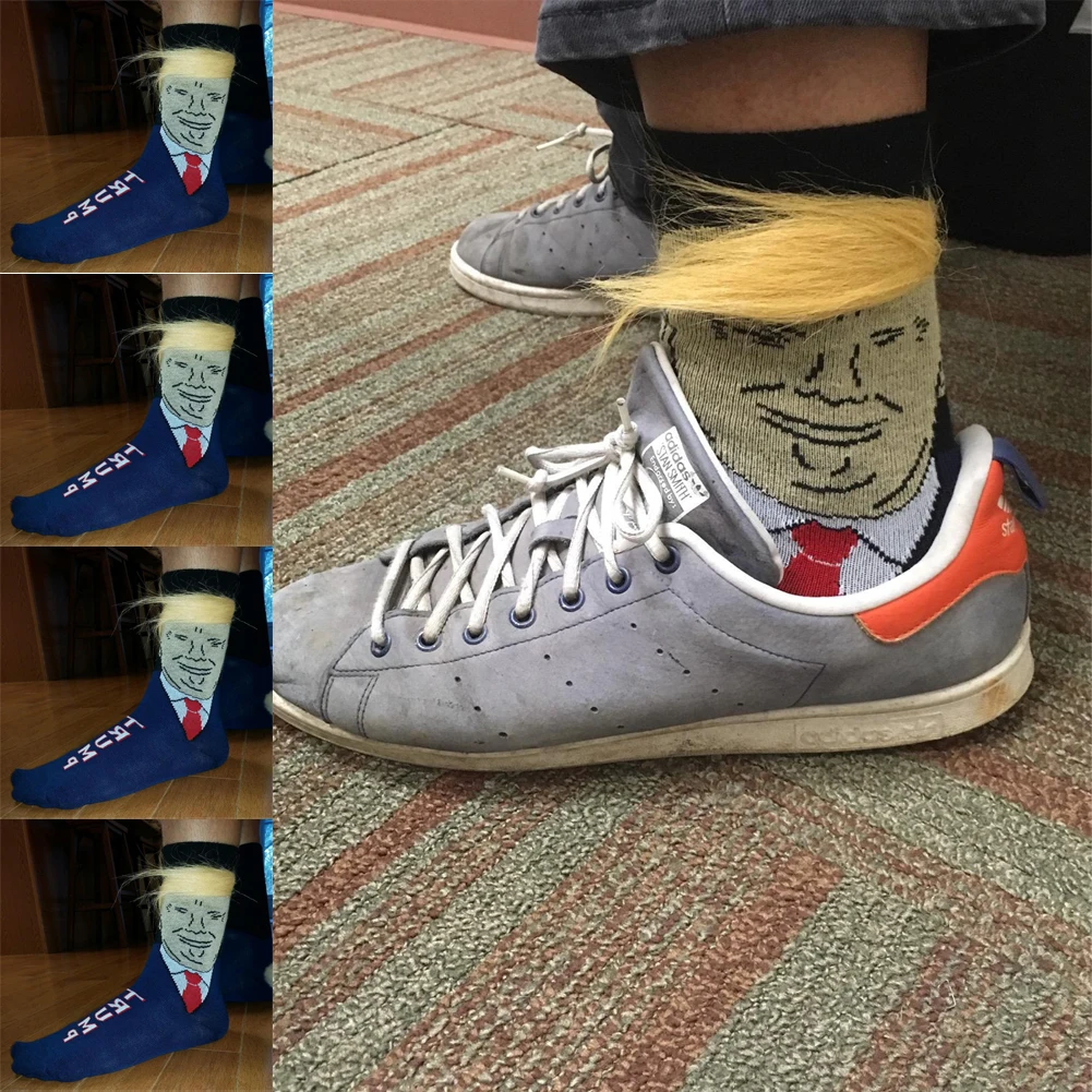 President Дональд Трамп носки с 3D Поддельные Пудель волос команды женщин мужчин Забавный подарок