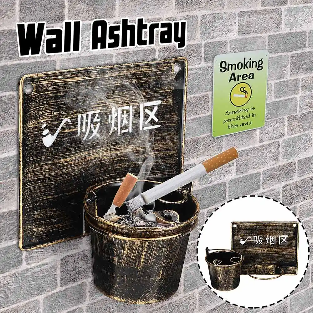 

New Arvial Wall Mounted Retro Antique Outdoor Metal Basketball Frame Ashtray Cigar Ashtray Smoking Public Places Decoration