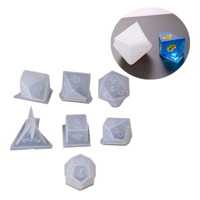 7pcs Silicone Resin Molds for Epoxy Resin Casting Molds Dice Fillet Square  Triangle Dice Art Resin Moulds for DIY Jewelry Craft Making Digital Game