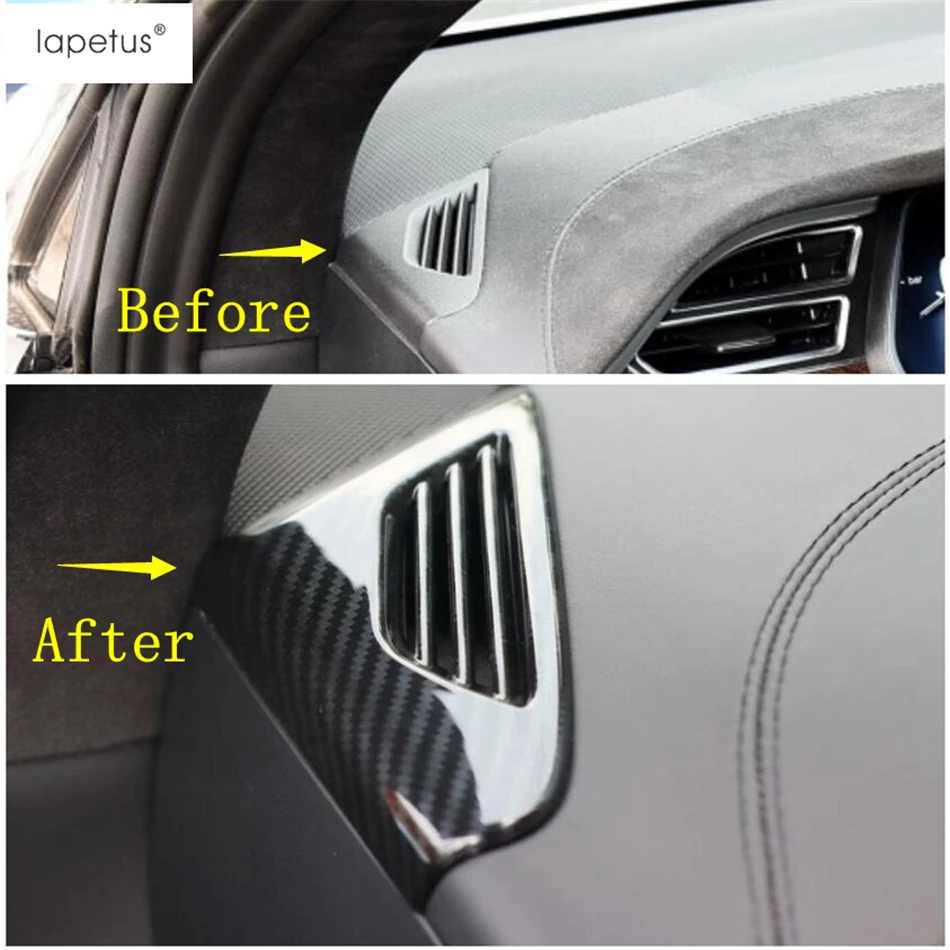 Lapetus Accessories Fit For Tesla Model X 2017 - 2020 ABS Dashboard Side AC Air Conditioning Outlet Vent Molding Cover Kit Trim |