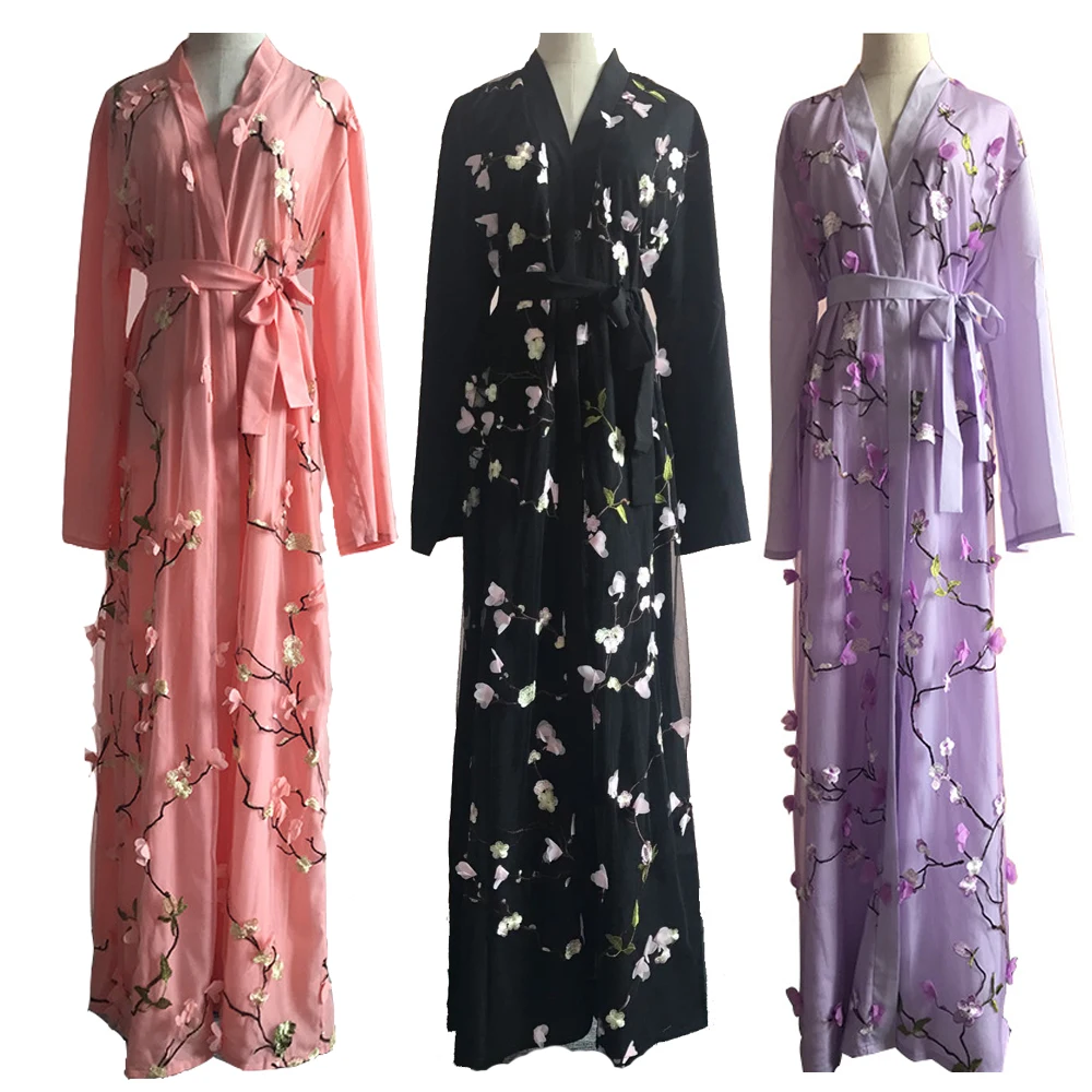 

Floral Abaya Kimono Hijab Muslim Dress Women Turkish Islamic Clothing Robe Musulmane Islam Kaftan Dubai Caftan Ropa Arabe Mujer