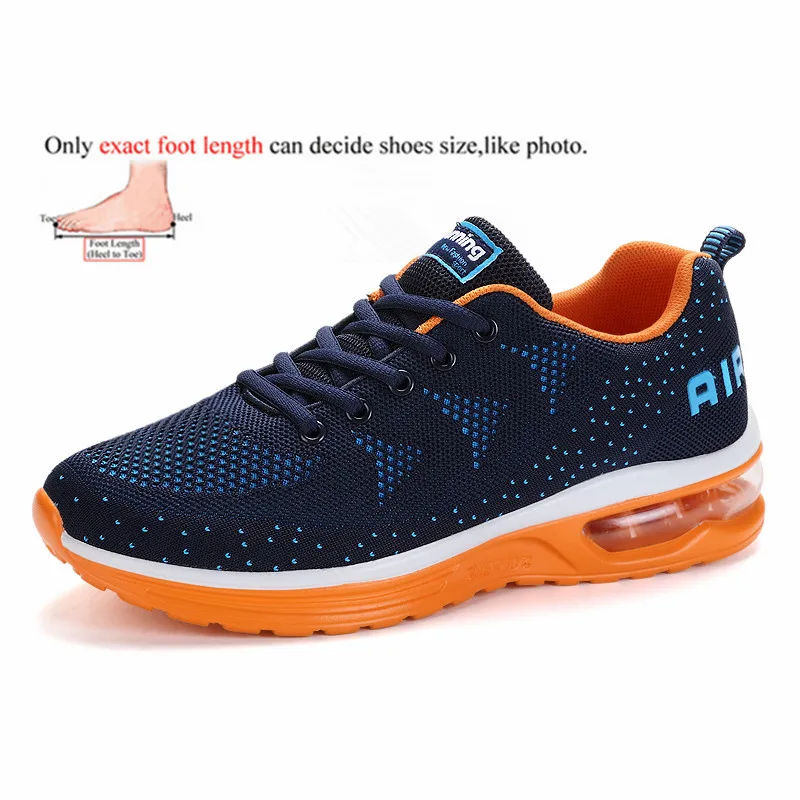 Спортивная мужская обувь для бега, дышащие мужские кроссовки с воздушной подушкой, Уличная обувь для тренировок, мужские кроссовки для бега, баскетбольные кроссовки, Zapatillas Hombr - Цвет: blue orange