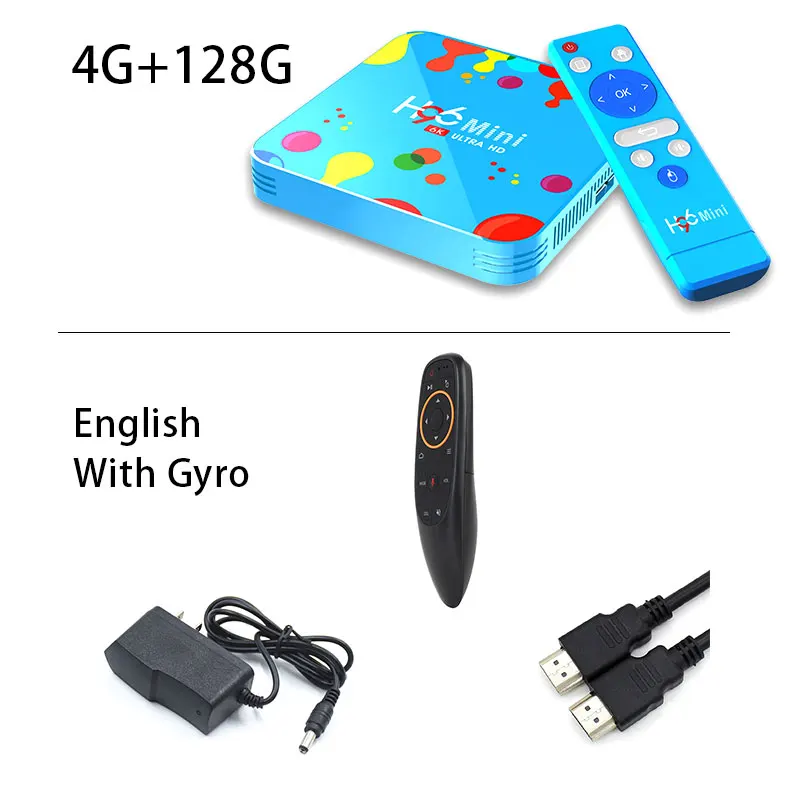 Телеприставка Allwinner H6 quad core 6K Android 9,0 9 Smart tv box brasil H96 Mini 4G 128G air mouse Mali T720 медиаплеер - Цвет: 4G 128G Voice