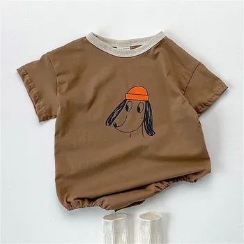 

Baby Boys cartoon dog short sleeve jumpsuits cute girls coveralls kids cotton bodysuits