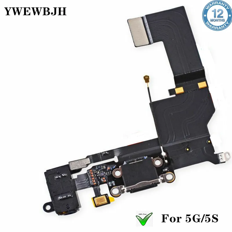 YWEWBJH10Pcs lot Charging Port Dock USB Connector Flex For iPhone 5 5S Headphone Audio Jack Microphone Flex cable Black White
