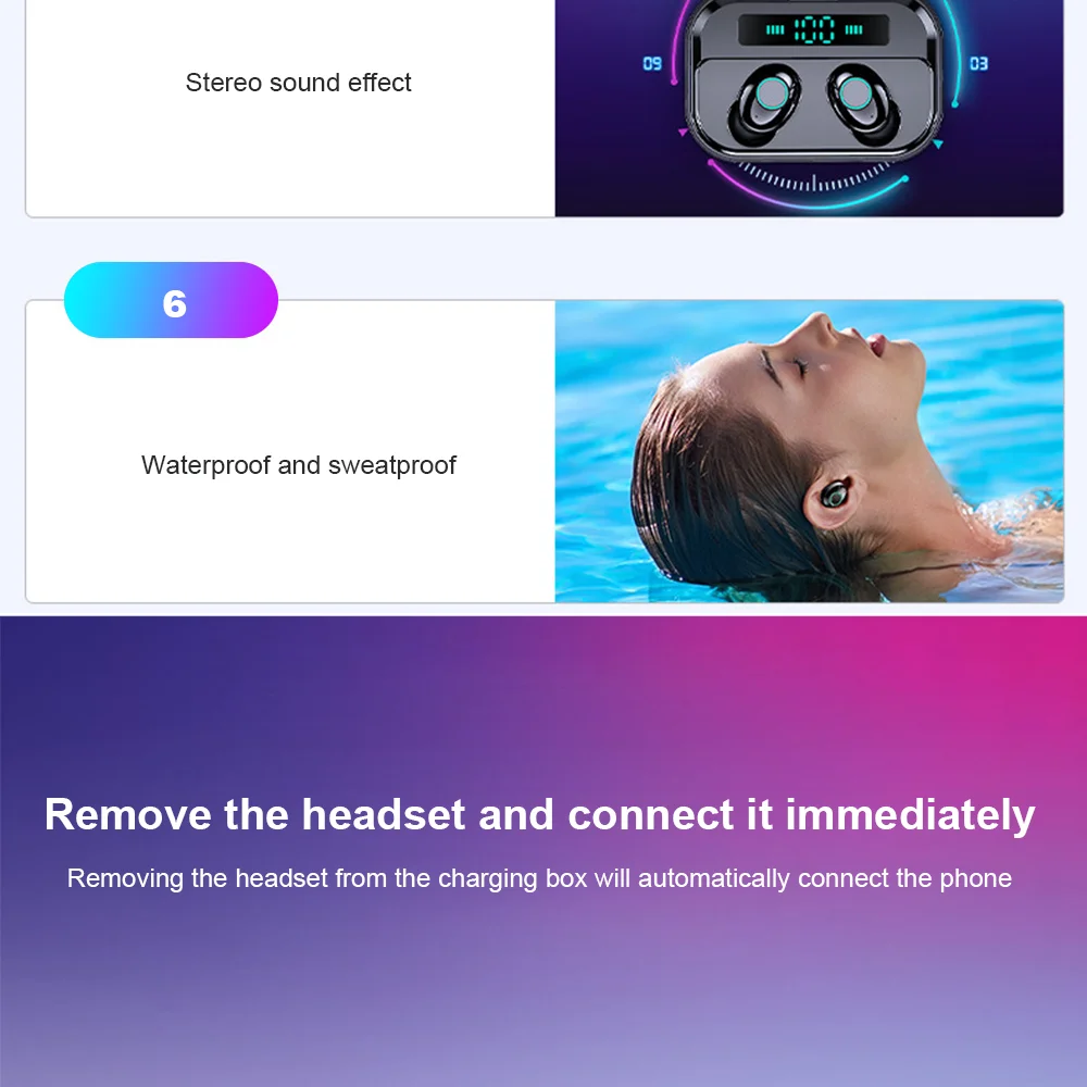 M7 TWS Bluetooth наушники HiFi стерео Спортивные Беспроводные наушники гарнитура Мини с микрофоном Игровые наушники водонепроницаемый Мощный светодиодный дисплей