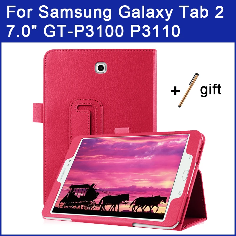 Из искусственной кожи чехол для Samsung Galaxy Tab 2 7 0 &quotфундамент откидная крышка GT P3100