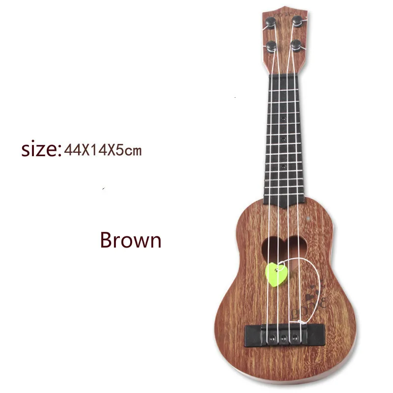 44CM Brown Музыкальная труба, инструменты, имитирующие плетение в мини-четырех струнах, могут воспроизводить инициацию раннего детства, музыкальные игрушечные гитары - Цвет: 44CM Brown