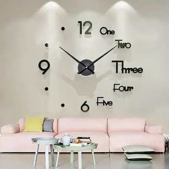 

DIY Digital Wall Clock 3D Sticker Modern Design Large Silent Clock Home Office Decor Wall Watch for Living Room Decoration