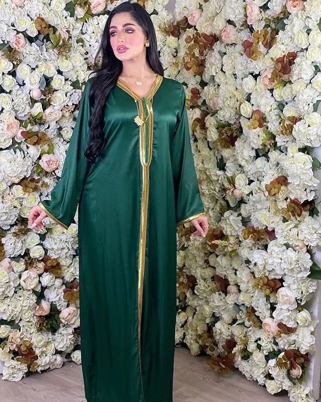 Silk Satin Muslim Abaya Hijab Dress 