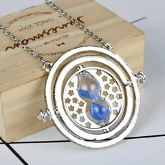 Dongsheng hp Time Turner Ожерелье Гермиона Грейнджер вращающаяся подвеска в виде песочных часов Модное ювелирное изделие для женщин и мужчин-30 - Окраска металла: silver-blue