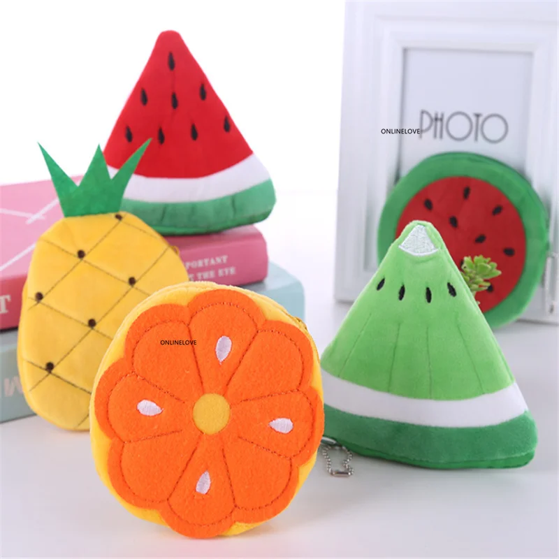 10PCS 10CM HAND Plush Coin Purse Wallet Pocket Coin Pouch Case BAG Fruit Etc.