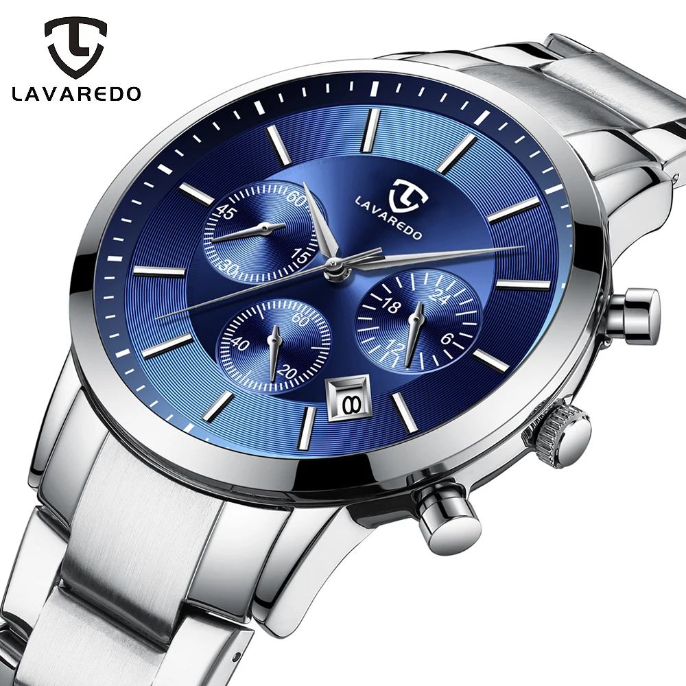 LAVAREDO Топ Роскошные брендовые креативные бизнес водонепроницаемые кварцевые часы для мужчин из нержавеющей стали полностью стальные мужские часы A5
