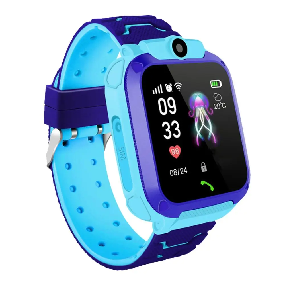 Blue Q12 Детские Смарт-часы Детские IP67 водонепроницаемый SOS LBS базовая станция трекер позиционирование вызов часы для детей безопасности - Цвет: Blue