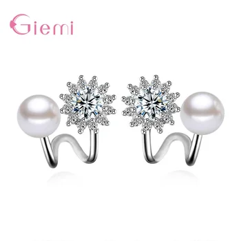 

High Quality 925 Sterling Silver Pearl Stud Earrings Exquisite Small Studs For Women Girls Bridal Wedding Jewelry Accessory