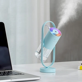

Ultrasonic ProjectionAir Humidifier 360 Free Degrees Rotation USB Aroma Diffuser Mini Car Humidifier with LED Lamp Light Blue
