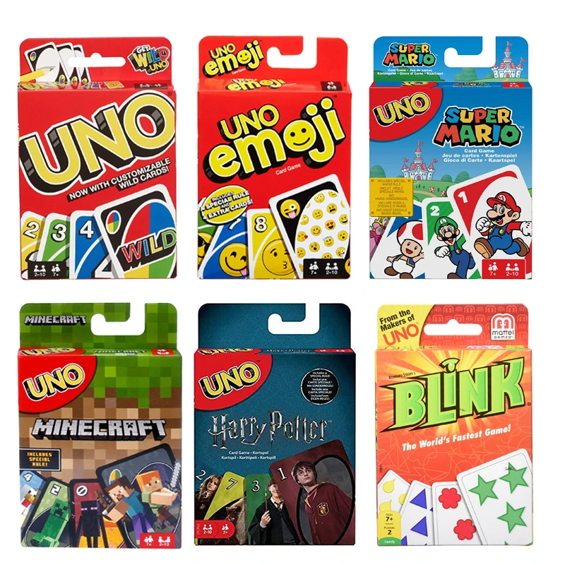 Mattel Games Uno Card Games Harry Potter Minecraft Super Mario Emoji Blink The World S Fastest Game Funny Party Card Game Card Games Aliexpress