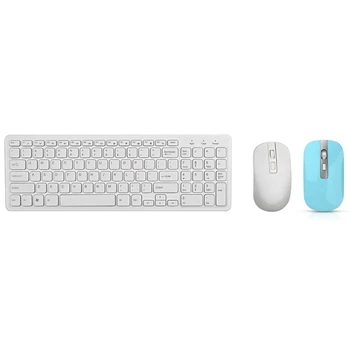 

2 Set 2.4G Optical Wireless Keyboard Mouse Kit Wireless Mouse, White & Blue