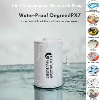 

White 2 in 1 Pumping-Air and Inflatable Dual-purpose Electric Air MAX Pump with 3600mAh Battery USB