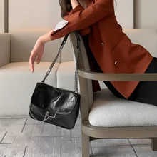 Кожаная сумка на цепочке, женская сумка из воловьей кожи, новая дикая сумка, модная трендовая сумка через плечо