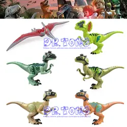 Одиночная продажа Динозавры юрского периода дилофозавр Велоцираптор фигурки строительные блоки для детские образовательные игрушки X0243
