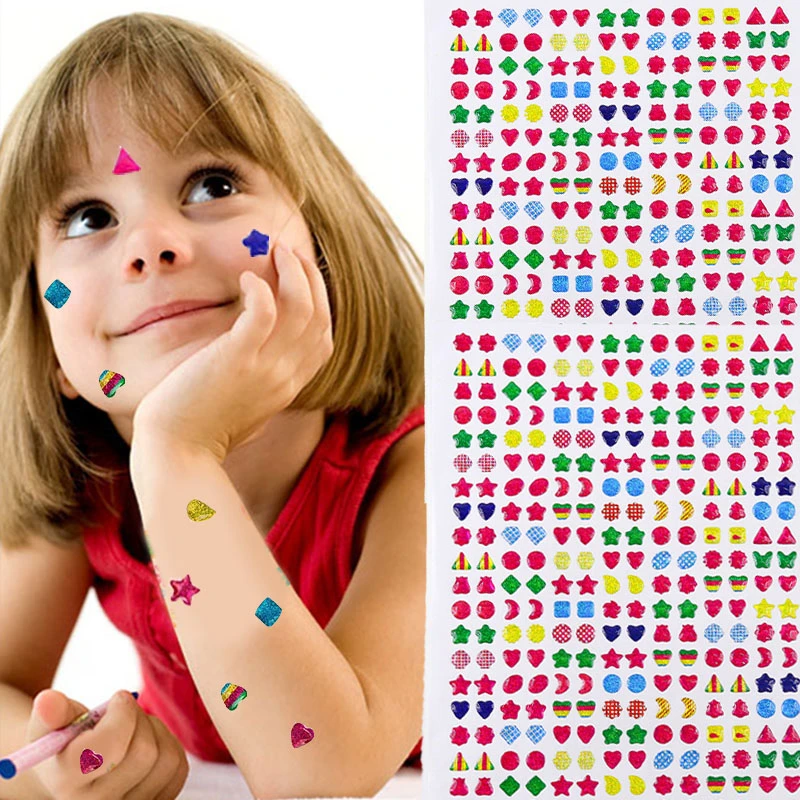 Kids Sticky Earrings 3D Gems Stickers Glitter Crystal Sticker Earrings For  Girls Nail Ear Ring Princess Makeup Toys Gift