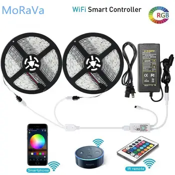 

SMD 5050 DC 12V Flexible WiFi RGB LED Strip Works With Amazon Alexa Google Home IFFFT Siri Sync To Music For Home Party Decor