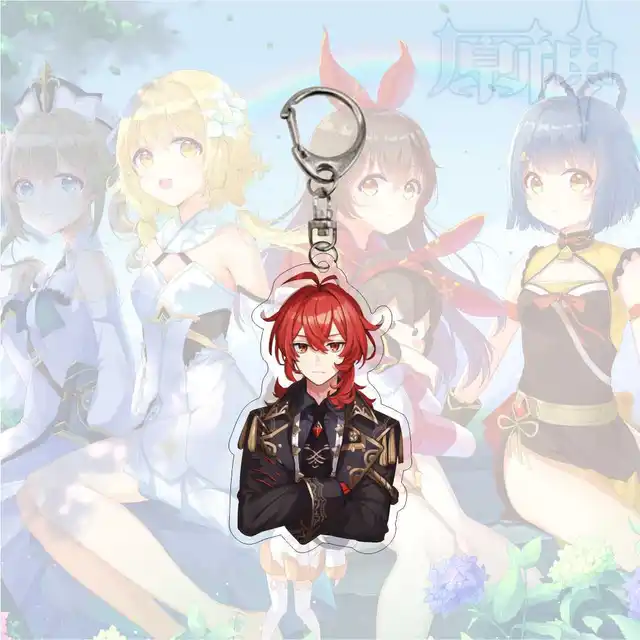 애니메이션 만화 Genshin 충격 키 체인 아크릴 양면 투명 키 체인 링 Keyring 액세서리 쥬얼리 팬 선물 용품